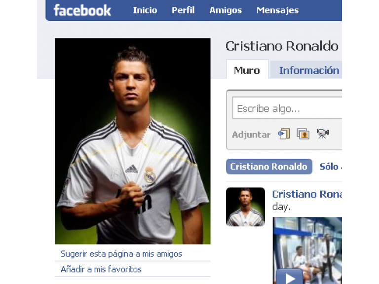 El Facebook de Cristiano Ronaldo tiene cuatro millones de fans